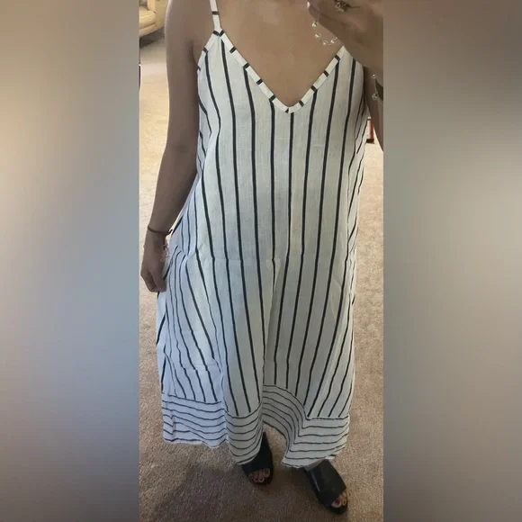 Terzo Millennio Striped Linen Dress Sz Medium - Picture 4 of 9